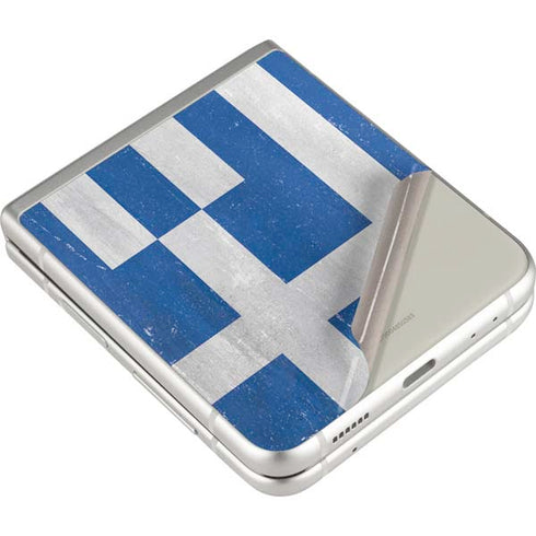 Greece Flag Distressed Galaxy Z Flip3 5G Skin